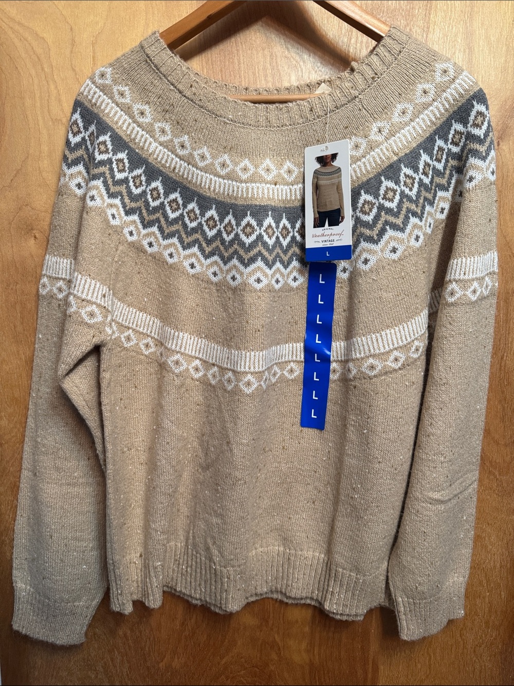 Crewneck Sweater in Camel and Cream